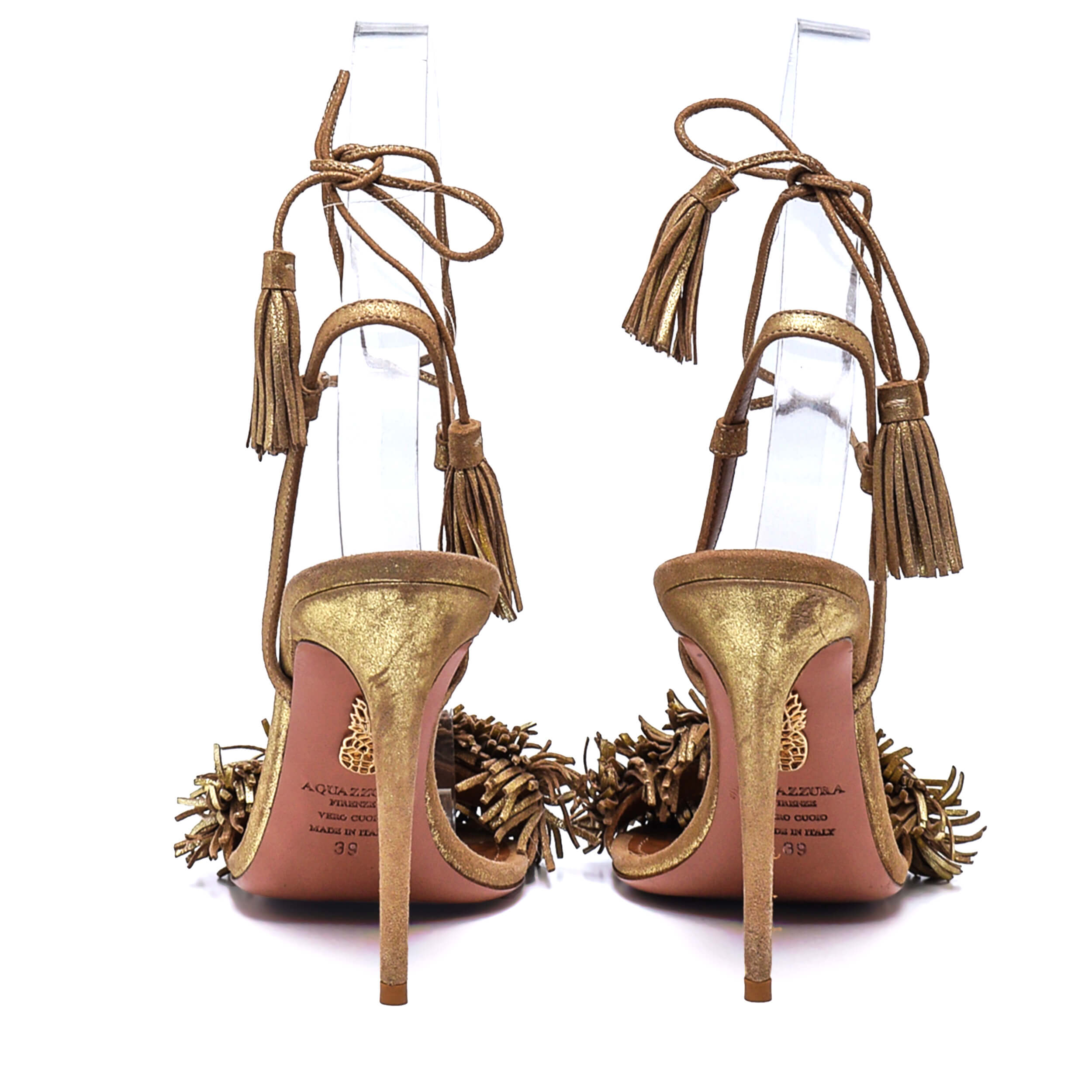 Aquazzura - Gold Fringee Tassel Pump Sandals 39